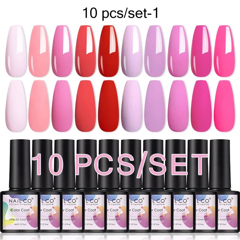 NAILCO 10pcs/Set 8ml Pink Gel Nail Polish Soak Off UV LED Nails Art Gel Polishes Manicure Glitter Semi Permanent Hybrid Varnish
NAILCO 10pcs/Set 8ml Pink Gel Nail Polish Soak Off UV LED Nails Art Gel Polishes Manicure Glitter Semi Permanent Hybrid Varnish