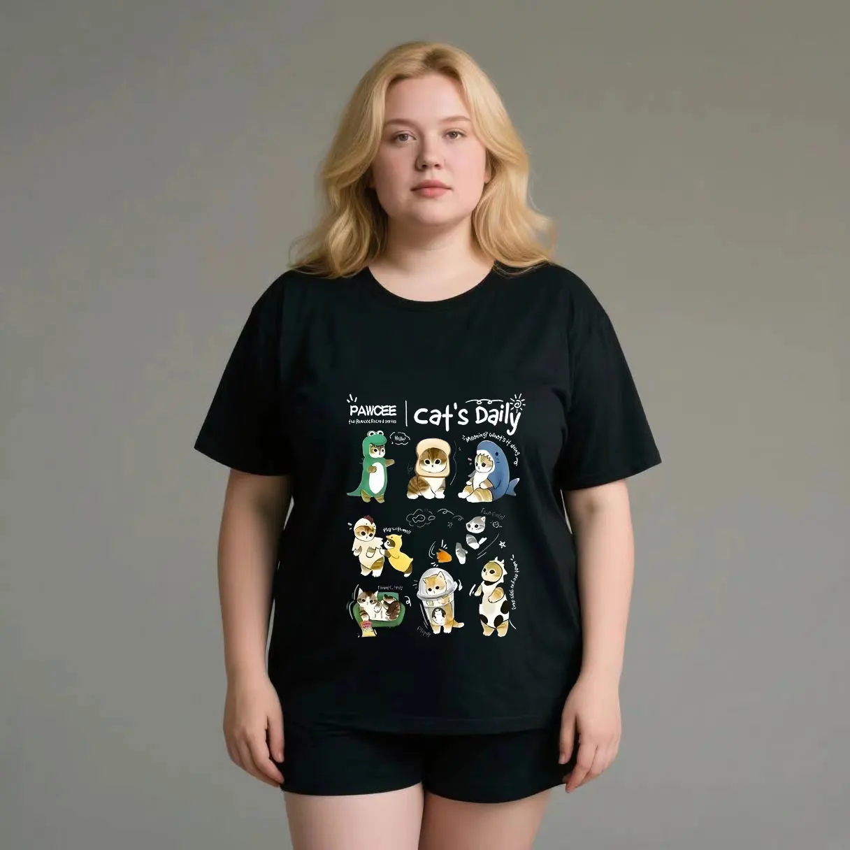 Cute animals+loose and fashionable English print plus size Butterfly pattern women's casual short sleeved T-shirt black
Cute animals+loose and fashionable English print plus size Butterfly pattern women's casual short sleeved T-shirt black