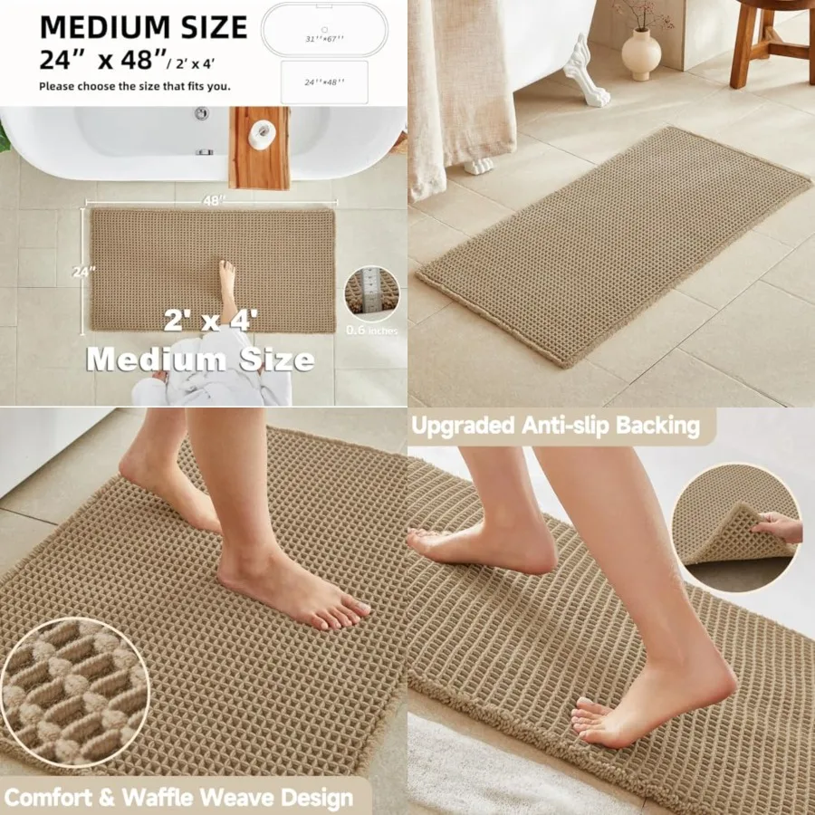 Waffle Bath Mat, Boho Bathroom Rugs Non Slip Washable Super Absorbent Quick Dry Farmhouse Bathroom Decor, 4824
Waffle Bath Mat, Boho Bathroom Rugs Non Slip Washable Super Absorbent Quick Dry Farmhouse Bathroom Decor, 4824