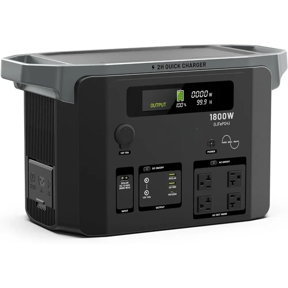 Portable Power Station 1800W(3600W Peak), 1536Wh LiFePO4 Solar Generator Home Battery Backup Power with 1800W AC/100W USB-C Outp
Portable Power Station 1800W(3600W Peak), 1536Wh LiFePO4 Solar Generator Home Battery Backup Power with 1800W AC/100W USB-C Outp
