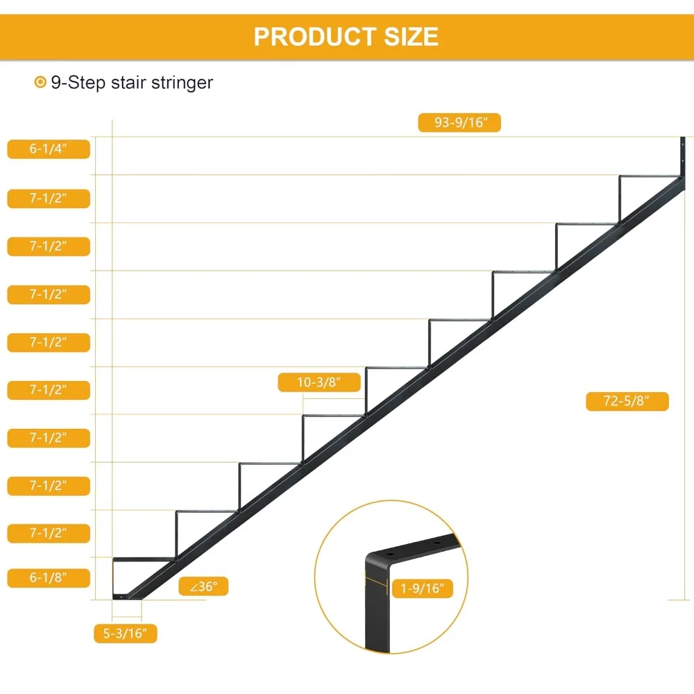 Наружный стальной стрингер для лестницы, 9 ступеней, черный порошковый покрытие для высоты палубы 73 дюйма, максимальная нагрузка 500 фунтов, 2 шт.
Наружный стальной стрингер для лестницы, 9 ступеней, черный порошковый покрытие для высоты палубы 73 дюйма, максимальная нагрузка 500 фунтов, 2 шт.