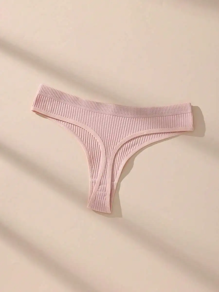 Womens Low Waisted Ribbed Cotton Thong Panties Soft Breathable Solid Color
Womens Low Waisted Ribbed Cotton Thong Panties Soft Breathable Solid Color