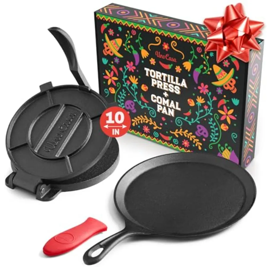 Cast Iron Tortilla Press Comal Pan Bundle - Non-Stick Heat-Resistant Family Size Gas Stovetop Compatible
Cast Iron Tortilla Press Comal Pan Bundle - Non-Stick Heat-Resistant Family Size Gas Stovetop Compatible