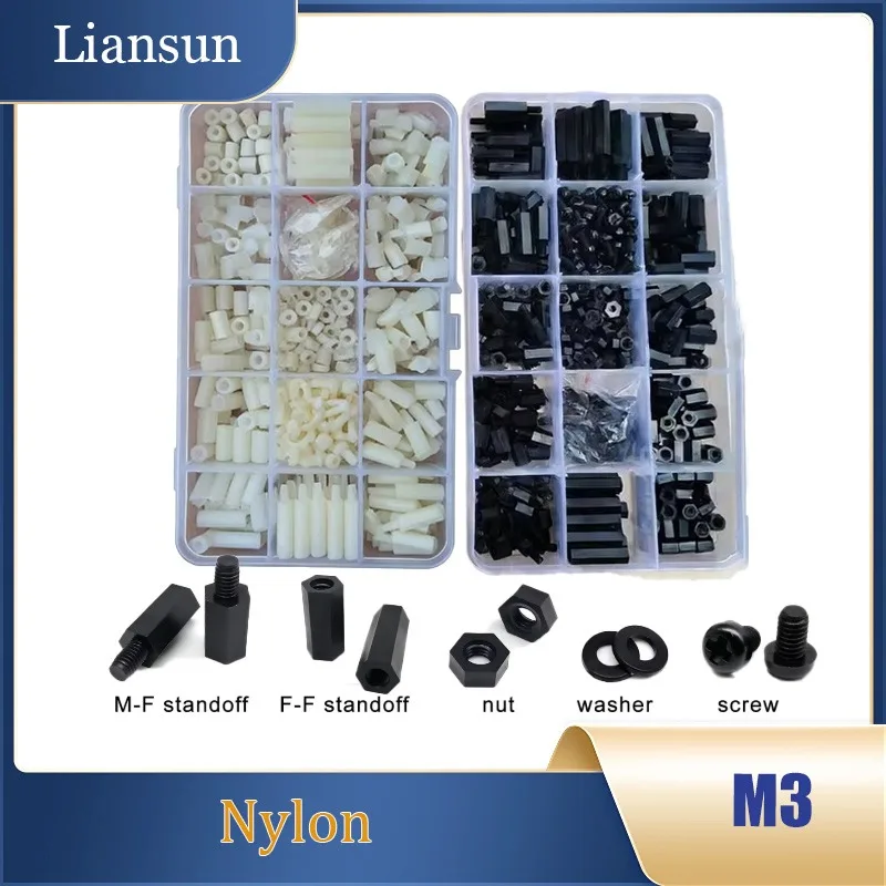 Набор шестигранных винтов-спейсеров (520 шт./кор.) M3, черные/белые, нейлоновые, изолированные, с колонковыми винтами и гайками, ассортиментный комплект
Набор шестигранных винтов-спейсеров (520 шт./кор.) M3, черные/белые, нейлоновые, изолированные, с колонковыми винтами и гайками, ассортиментный комплект