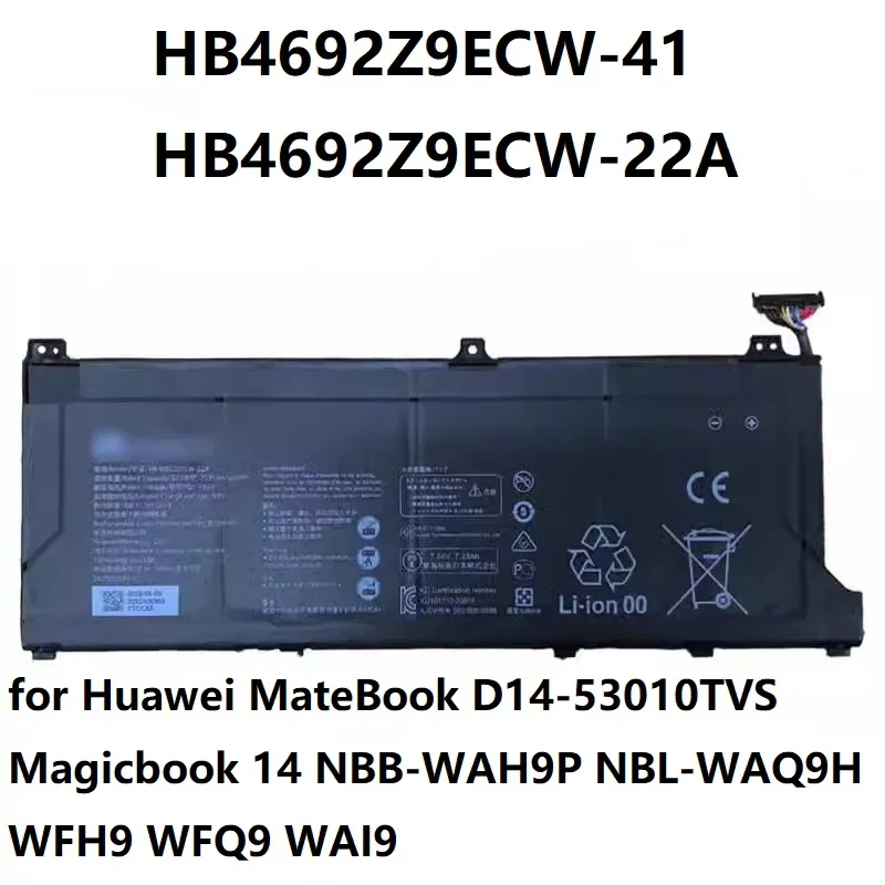 HB4692Z9ECW-41 HB4692Z9ECW-22A Battery for Huawei MateBook D14-53010TVS Magicbook 14 NBB-WAH9P NBL-WAQ9H WFH9 WFQ9 WAI9
HB4692Z9ECW-41 HB4692Z9ECW-22A Battery for Huawei MateBook D14-53010TVS Magicbook 14 NBB-WAH9P NBL-WAQ9H WFH9 WFQ9 WAI9