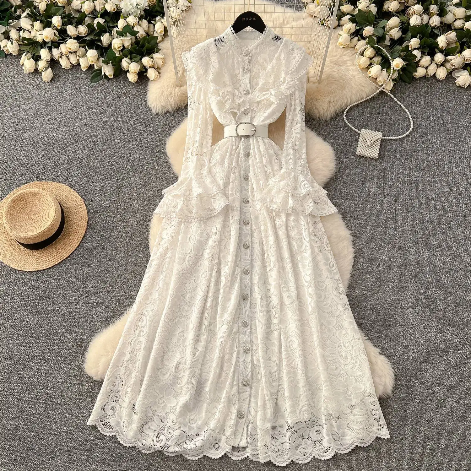 Chic slim Elegant Hook flower hollow lace Spliced Edible Tree Fungus Vintage Dress Elegant High Street Korean evening dress
Chic slim Elegant Hook flower hollow lace Spliced Edible Tree Fungus Vintage Dress Elegant High Street Korean evening dress