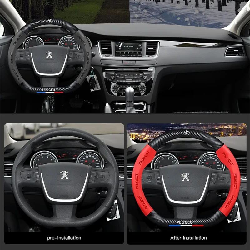 Car Interior Leather Carbon Fiber Steering Wheel Cover Non-slip For Peugeot 408 4008 308 3008 Rifter 5008 508 2008 208 301 RCZ
Car Interior Leather Carbon Fiber Steering Wheel Cover Non-slip For Peugeot 408 4008 308 3008 Rifter 5008 508 2008 208 301 RCZ