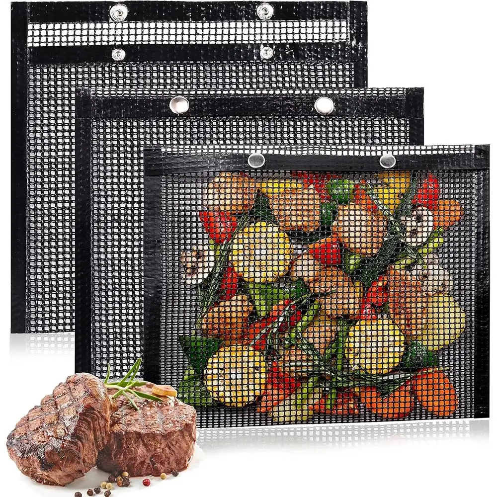 Reusable Non-Stick BBQ Mesh Grill Bags, 3 Pack for Outdoor Cooking, Compatible with Gas, Charcoal, Electric Grills and Smokers
Reusable Non-Stick BBQ Mesh Grill Bags, 3 Pack for Outdoor Cooking, Compatible with Gas, Charcoal, Electric Grills and Smokers