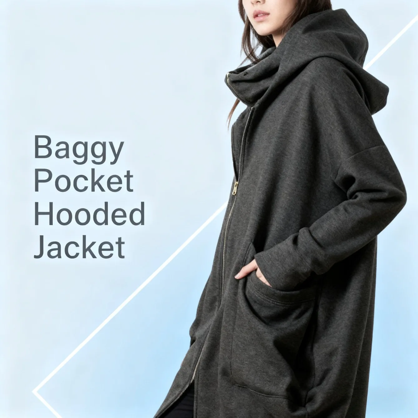 Женская куртка-толстовка средней длины из двух предметов с капюшоном на молнии и свободным карманом, повседневный универсальный стиль
Женская куртка-толстовка средней длины из двух предметов с капюшоном на молнии и свободным карманом, повседневный универсальный стиль