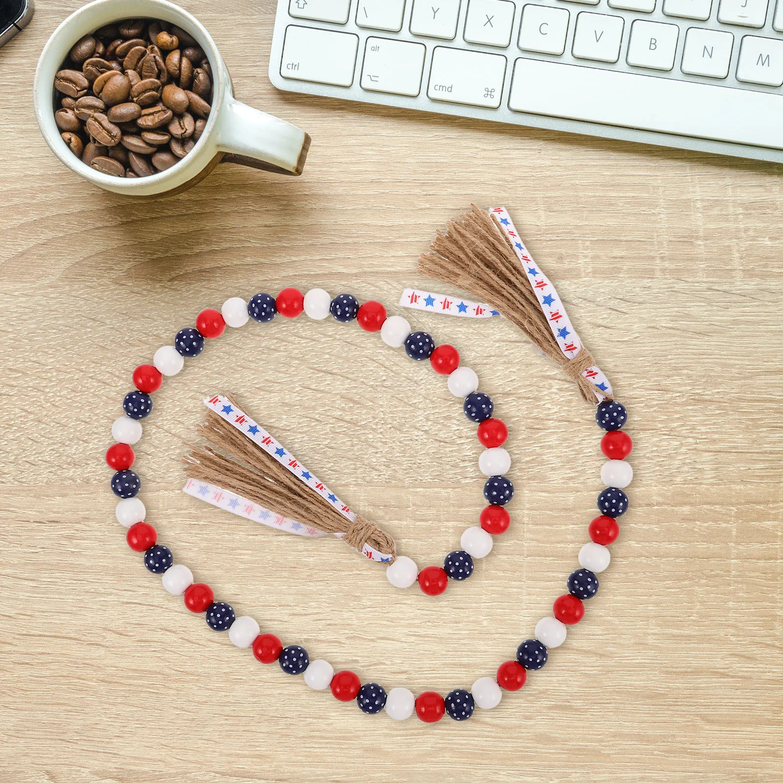 Farmhouse Beads Garland Independence Day Wooden Bead Decor Rustic Tassel Pendant for Tiered Tray Party Home Decoration
Farmhouse Beads Garland Independence Day Wooden Bead Decor Rustic Tassel Pendant for Tiered Tray Party Home Decoration