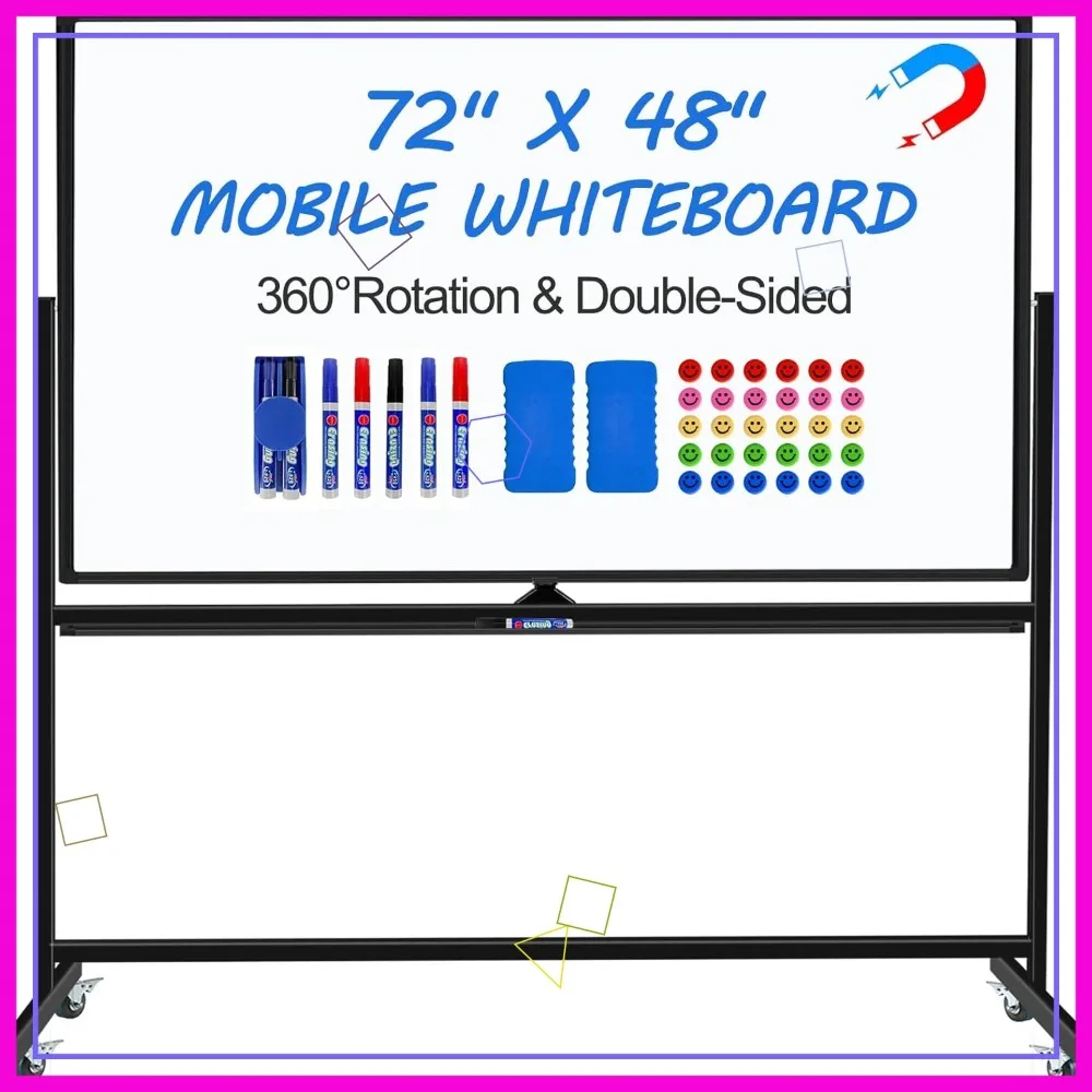 Большая двусторонняя магнитная доска для записей 72x48 дюймов на колесиках с подставкой, в комплекте с ластиками, маркерами и магнитами
Большая двусторонняя магнитная доска для записей 72x48 дюймов на колесиках с подставкой, в комплекте с ластиками, маркерами и магнитами