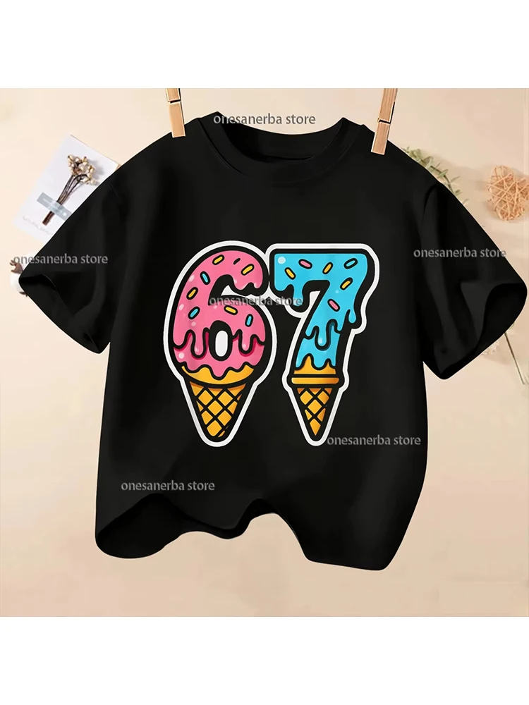 Kids 67 Themed Colorful Print T-Shirt, Soft Cotton Fabric, Breathable and Comfortable, Ideal for Toddlers and Childrendf0253
Kids 67 Themed Colorful Print T-Shirt, Soft Cotton Fabric, Breathable and Comfortable, Ideal for Toddlers and Childrendf0253