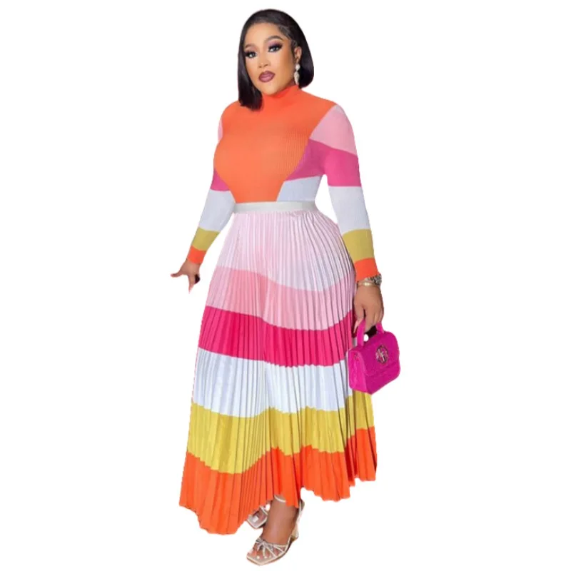 Miyake Pleated Plus Size Set with Contrasting Printed Fashionable Casual Long Sleeved Top and Skirt Two-piece Set
Miyake Pleated Plus Size Set with Contrasting Printed Fashionable Casual Long Sleeved Top and Skirt Two-piece Set