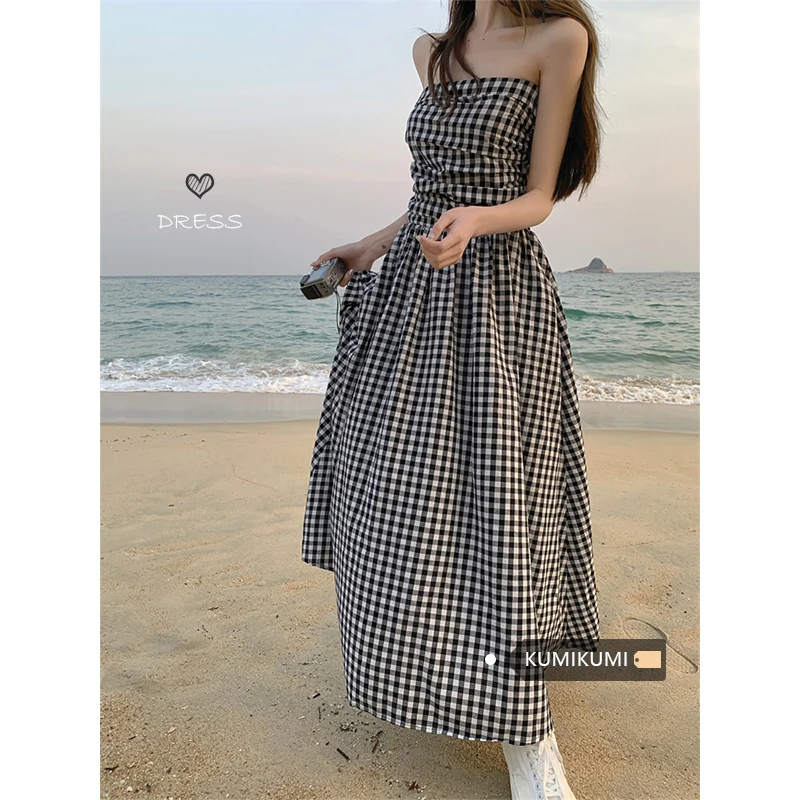 2023 Checkered Pattern Women's Sleeveless Sexy Strapless Dress Simple Temperament Summer Thin Female Long Floor Chest Wrap Skirt
2023 Checkered Pattern Women's Sleeveless Sexy Strapless Dress Simple Temperament Summer Thin Female Long Floor Chest Wrap Skirt