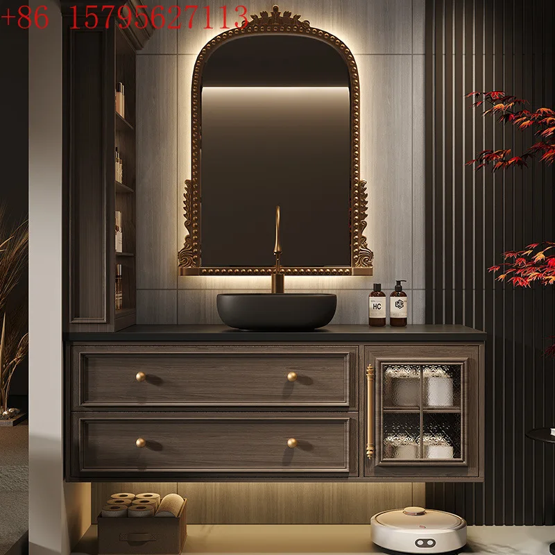 French vintage oak bathroom cabinet slate sink top basin combination household toilet cabinet
French vintage oak bathroom cabinet slate sink top basin combination household toilet cabinet