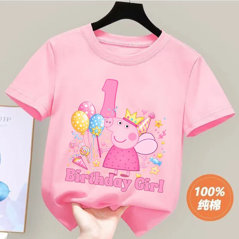 Peppa Pig Children Short Sleeve T Shirts Girls Kawaii Birthday Number 1-10 Cotton Tops Anime Character Crew Neck Tees Kids Gifts
Peppa Pig Children Short Sleeve T Shirts Girls Kawaii Birthday Number 1-10 Cotton Tops Anime Character Crew Neck Tees Kids Gifts