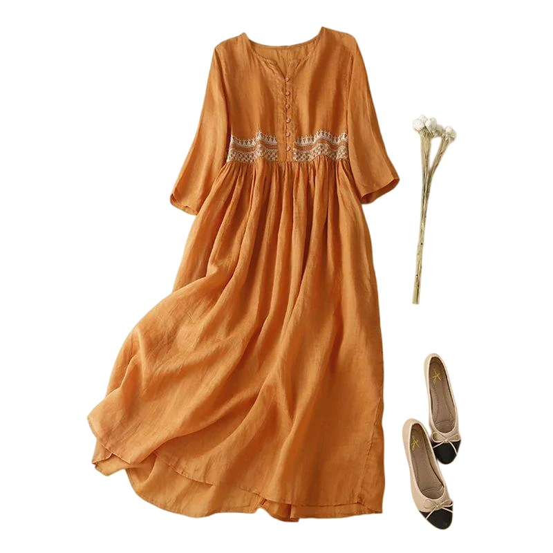 2024 New Summer Vintage Cotton Dress for Women Short Sleeve Single-Breasted Shirt Dresses Casual Loose Embroidery Vestidos
2024 New Summer Vintage Cotton Dress for Women Short Sleeve Single-Breasted Shirt Dresses Casual Loose Embroidery Vestidos