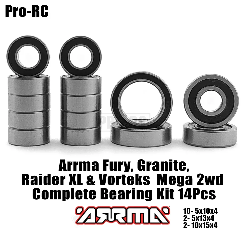 14Pcs Rubber Sealed Complete Bearing Kit For Arrma Fury Granite Raider XL Vorteks Mega 2wd Rc Car Upgrade Part
14Pcs Rubber Sealed Complete Bearing Kit For Arrma Fury Granite Raider XL Vorteks Mega 2wd Rc Car Upgrade Part
