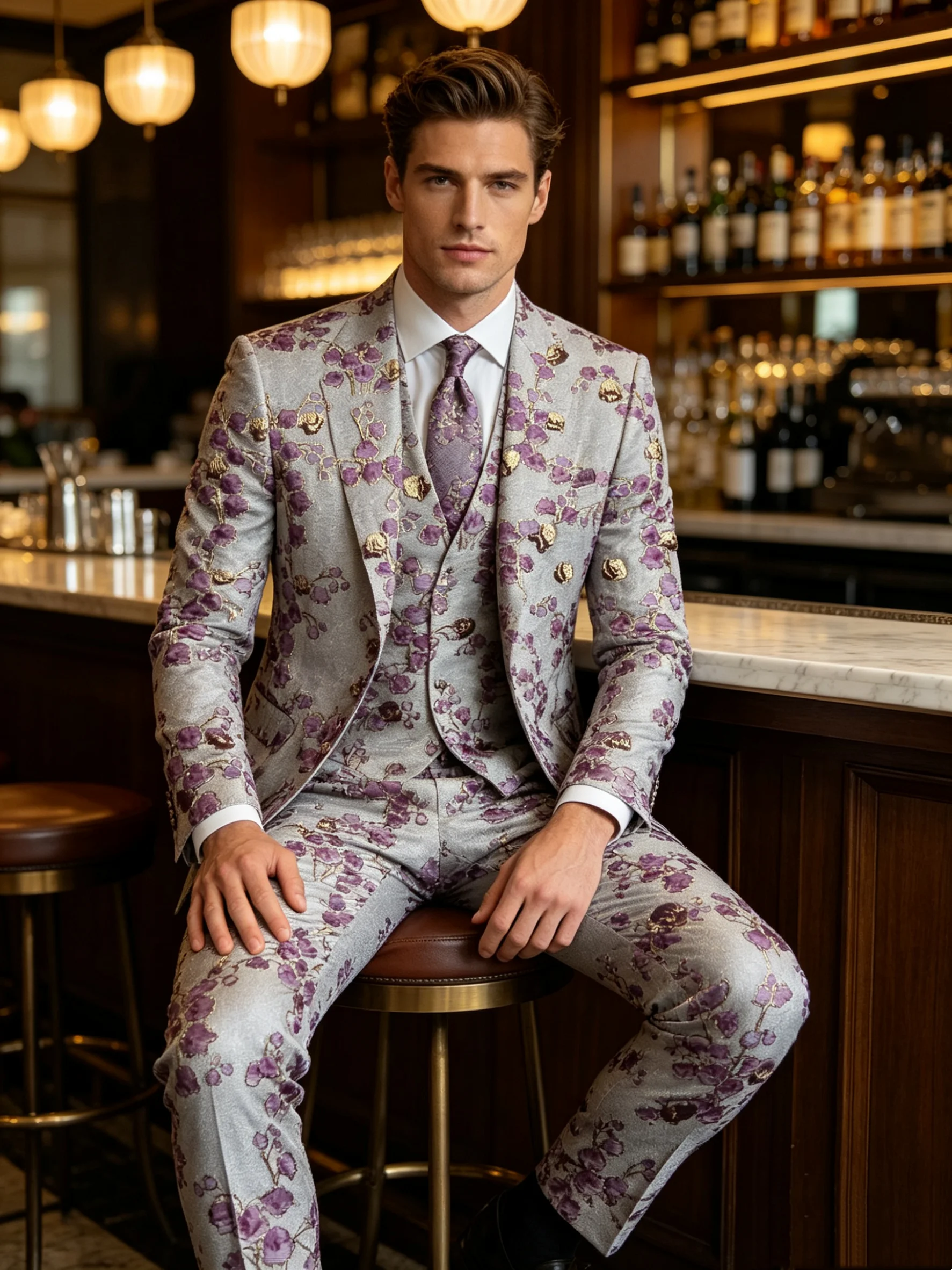 Grey Printed Men Suit Set 2 Piece Blazer+Pants Prom Wedding Tuxedos Coat Customized Formal Office Fashion Groom Jacket
Grey Printed Men Suit Set 2 Piece Blazer+Pants Prom Wedding Tuxedos Coat Customized Formal Office Fashion Groom Jacket