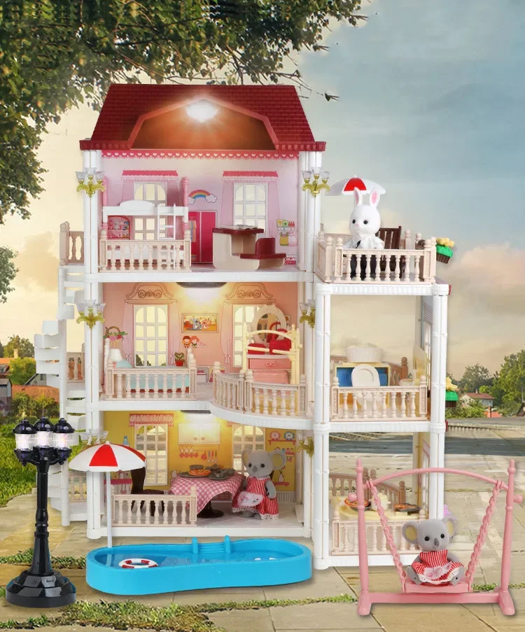 High Quality LED Lights DIY Handmade Luxury holiday villas koala swing Princess castle Play house Interactive Toy baby best gift
High Quality LED Lights DIY Handmade Luxury holiday villas koala swing Princess castle Play house Interactive Toy baby best gift