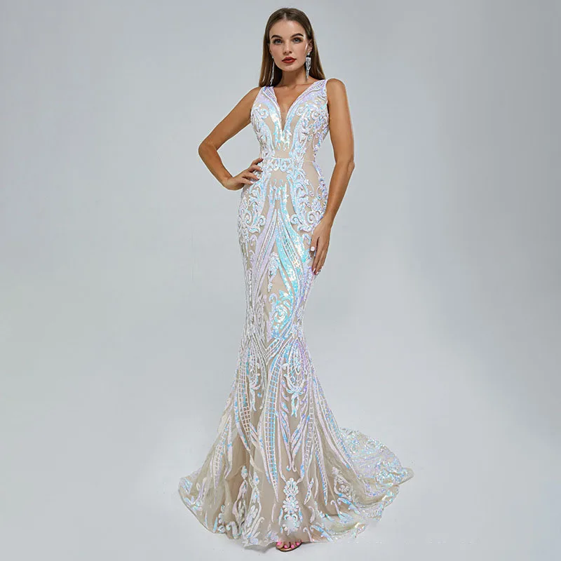 Elegant V-Neck Sleeveless Evening Dresses Sleeveless Lace Up Chapel Train Trumpet Special Occasion Elegant Women Prom Dress
Elegant V-Neck Sleeveless Evening Dresses Sleeveless Lace Up Chapel Train Trumpet Special Occasion Elegant Women Prom Dress