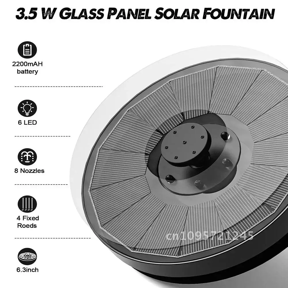 Nozzles Fountain Pump for Bird Bath with Lights,3.5W Solar for 2200 with Solar Garden,Outdoor Battery,6 Fountain mAh Water
Nozzles Fountain Pump for Bird Bath with Lights,3.5W Solar for 2200 with Solar Garden,Outdoor Battery,6 Fountain mAh Water