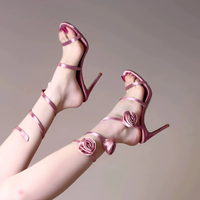 Pink Satin Rose Flower Ankle Snake Wrap Stiletto Sandals Woman Summer 2026 Sexy Open Toe High Heel Wedding Bridal Shoes
Pink Satin Rose Flower Ankle Snake Wrap Stiletto Sandals Woman Summer 2026 Sexy Open Toe High Heel Wedding Bridal Shoes
