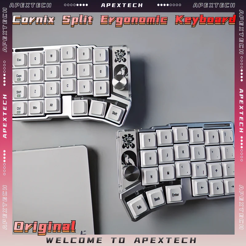 Original Cornix Split Ergonomic Keyboard Low Profile Kailh Choc V2 CNC Aluminum 3x6 48 Keys VIAL Bluetooth Tenting 3 Angles
Original Cornix Split Ergonomic Keyboard Low Profile Kailh Choc V2 CNC Aluminum 3x6 48 Keys VIAL Bluetooth Tenting 3 Angles