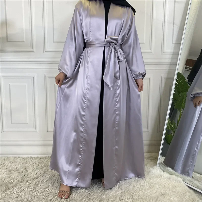 Solid Color Muslim Women Abaya Dress Shiny Satin Robe Kimono Long Sleeve Open Cardigan Coat Dubai Party Gown Ramadan Eid Vestido
Solid Color Muslim Women Abaya Dress Shiny Satin Robe Kimono Long Sleeve Open Cardigan Coat Dubai Party Gown Ramadan Eid Vestido
