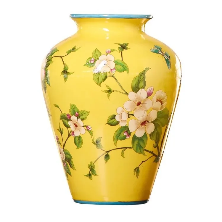 Chinese retro yellow hand-painted ceramic vase ornament dining table flower arrangement device
Chinese retro yellow hand-painted ceramic vase ornament dining table flower arrangement device