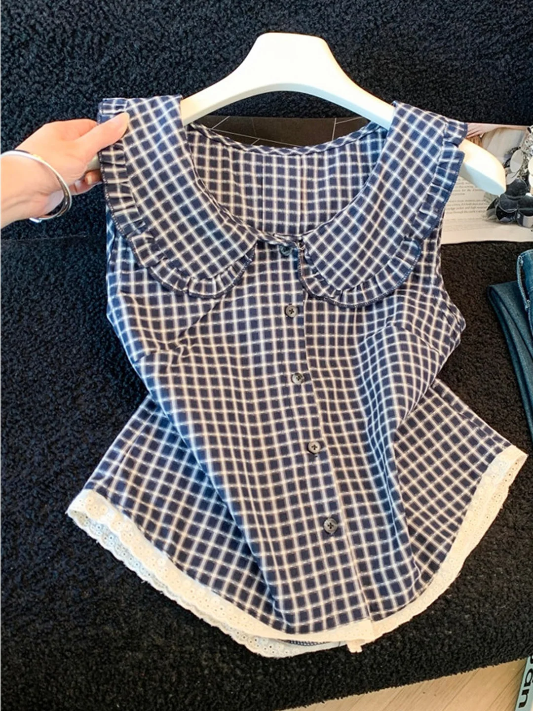 Sweet Style Miniature Doll Collar Vest Women's Sleeveless Short Plaid Top Slimming Summer New Arrival Versatile Sweet Taste
Sweet Style Miniature Doll Collar Vest Women's Sleeveless Short Plaid Top Slimming Summer New Arrival Versatile Sweet Taste