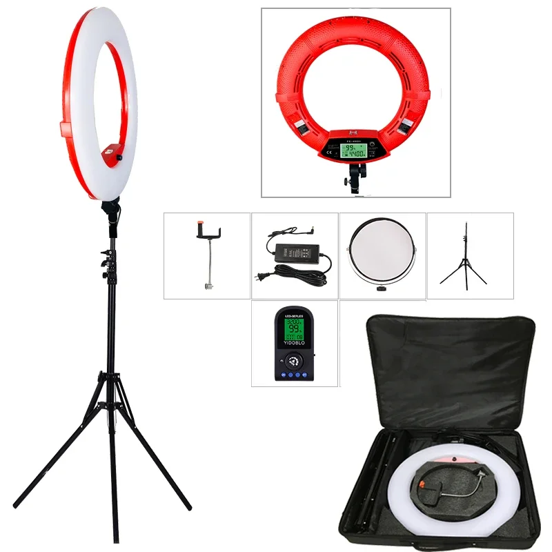 Yidoblo Red FE-480II 5500K Dimmable Camera Photo/Studio/Phone/Video 18" 96W 480 LED Ring Light LED Lamp+ 200cm Tripod +Bag Kit
Yidoblo Red FE-480II 5500K Dimmable Camera Photo/Studio/Phone/Video 18" 96W 480 LED Ring Light LED Lamp+ 200cm Tripod +Bag Kit