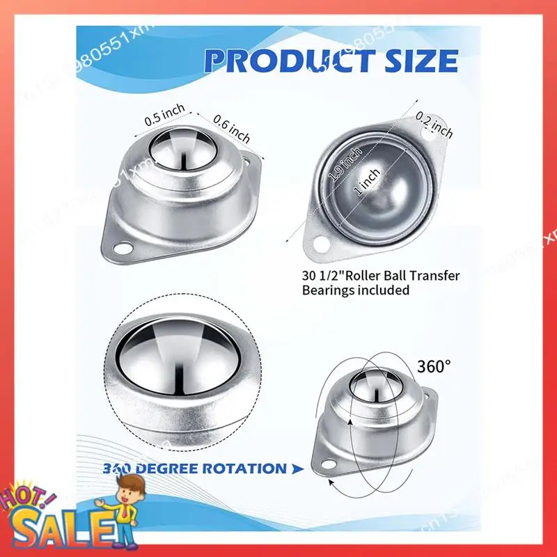 ABCL 30Pcs Roller Ball Transfer Bearing, 1/2Inch Carbon Steel Ball Casters, Mounted Round Ball Transfer Unit For Conveyor
ABCL 30Pcs Roller Ball Transfer Bearing, 1/2Inch Carbon Steel Ball Casters, Mounted Round Ball Transfer Unit For Conveyor