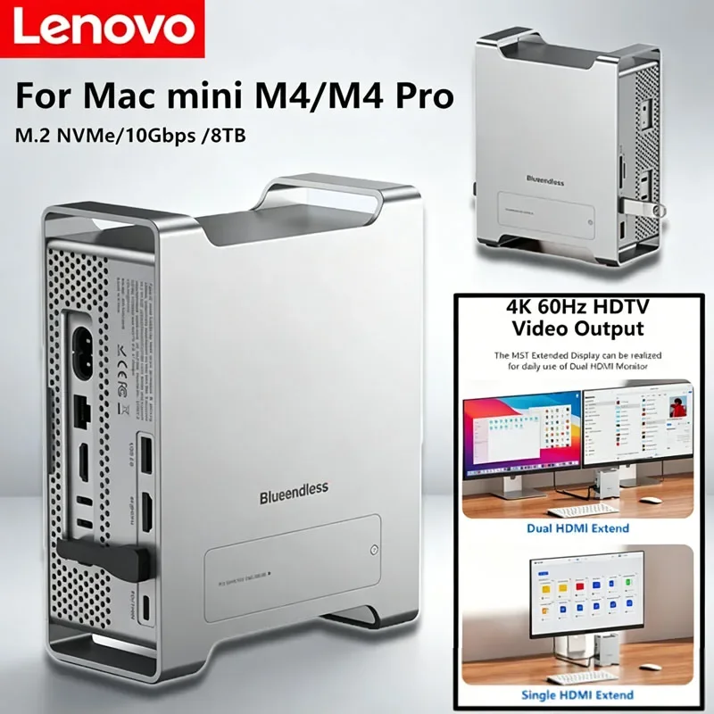 Lenovo Ssd Docking For 2024 MAC Mini M4/M4 Pro Stand with M.2 NVMe SSD Enclosure 4K/60HZ HDMI-Com SD4.0 TF4.0 10Gbps C HUB
Lenovo Ssd Docking For 2024 MAC Mini M4/M4 Pro Stand with M.2 NVMe SSD Enclosure 4K/60HZ HDMI-Com SD4.0 TF4.0 10Gbps C HUB