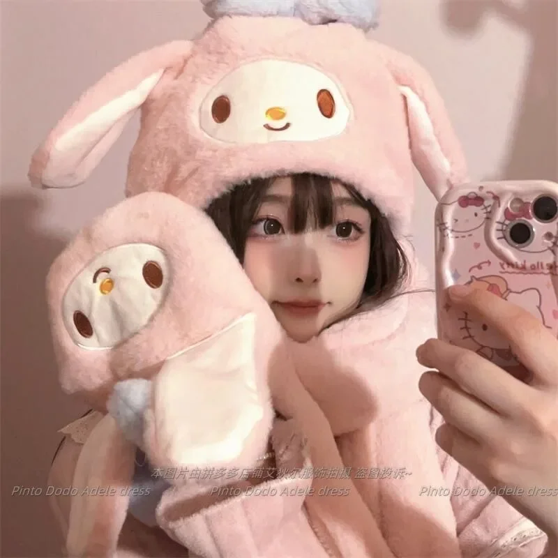 Новый kuromi My Melody Cinnamoroll, милая плюшевая шапка с подвижными ушками, шарф «все в одном», утолщенная теплая шапка с ушками в стиле каваи, оптовая продажа
Новый kuromi My Melody Cinnamoroll, милая плюшевая шапка с подвижными ушками, шарф «все в одном», утолщенная теплая шапка с ушками в стиле каваи, оптовая продажа