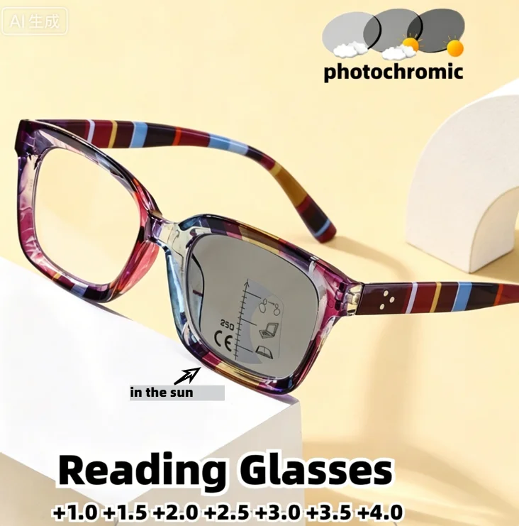Photochromic Progressive Multifocal Reading Glasses for Unisex Colorful Stripe Frame Presbyopic Glasses Diopters +1.0 To +4.0
Photochromic Progressive Multifocal Reading Glasses for Unisex Colorful Stripe Frame Presbyopic Glasses Diopters +1.0 To +4.0
