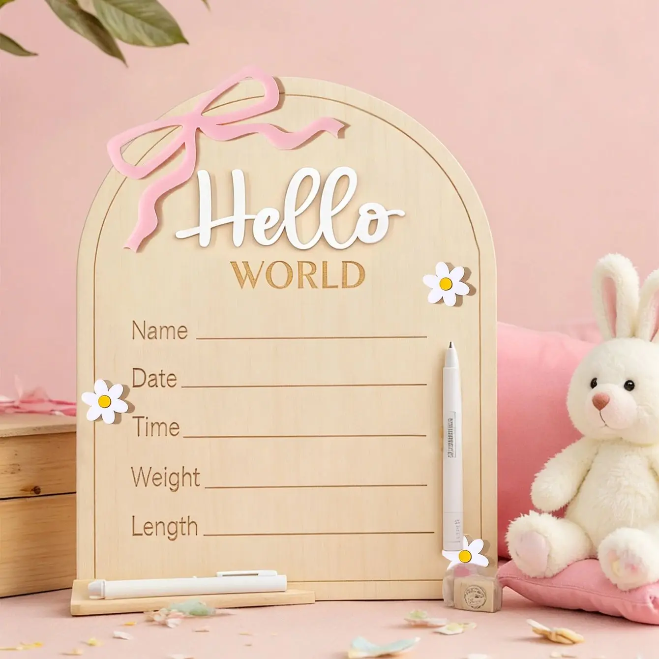 Табличка с именем для новорожденного «Hello World» в пыльно-розовом цвете с бабочками и звездами, декоративная вывеска для объявления о рождении ребенка, реквизит для новорожденных в больнице
Табличка с именем для новорожденного «Hello World» в пыльно-розовом цвете с бабочками и звездами, декоративная вывеска для объявления о рождении ребенка, реквизит для новорожденных в больнице