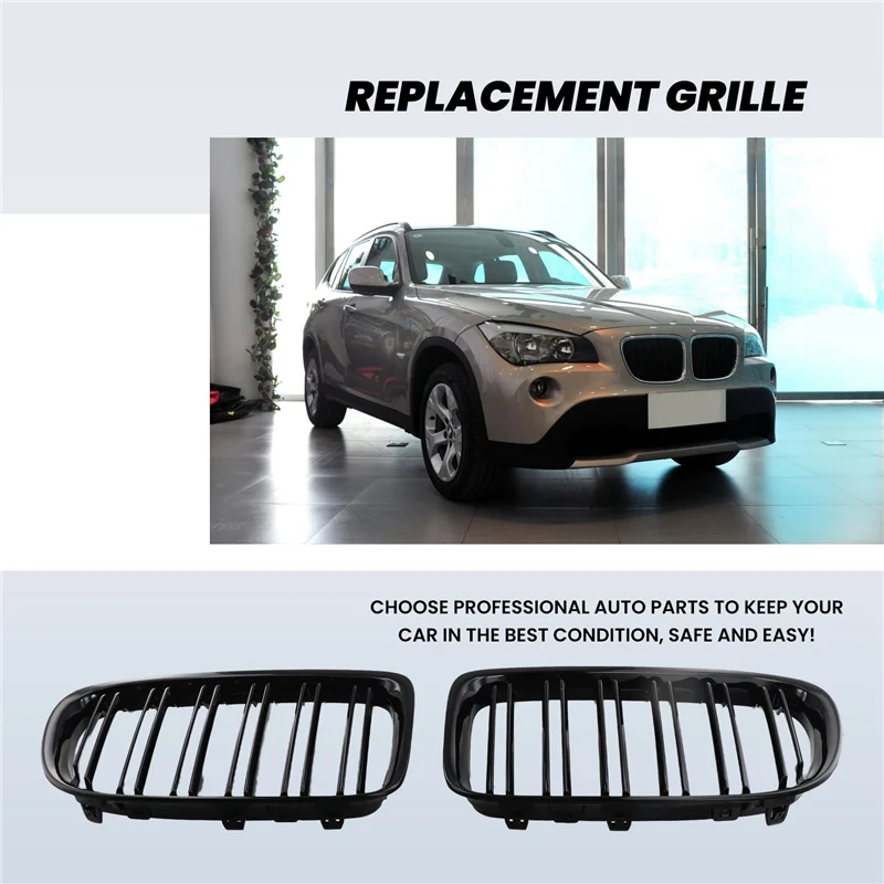 L37A-Glossy Black Front Bumper Dual Slat Front Kidney Grill Grille For-BMW X1 Series E84 Sdrive Xdrive 2009-2015
L37A-Glossy Black Front Bumper Dual Slat Front Kidney Grill Grille For-BMW X1 Series E84 Sdrive Xdrive 2009-2015