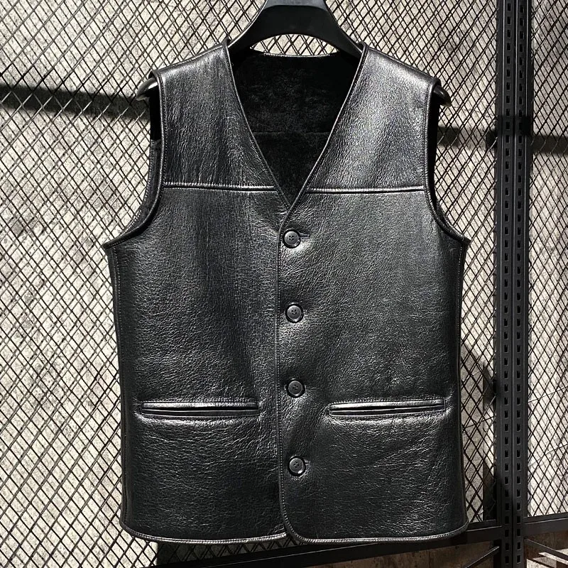 Winter Men's Vest Fashion Genuine Leather Sleeveless Jacket Men Clothing Thickened Warm Natural Sheepskin Fur Coat Male Casual
Winter Men's Vest Fashion Genuine Leather Sleeveless Jacket Men Clothing Thickened Warm Natural Sheepskin Fur Coat Male Casual