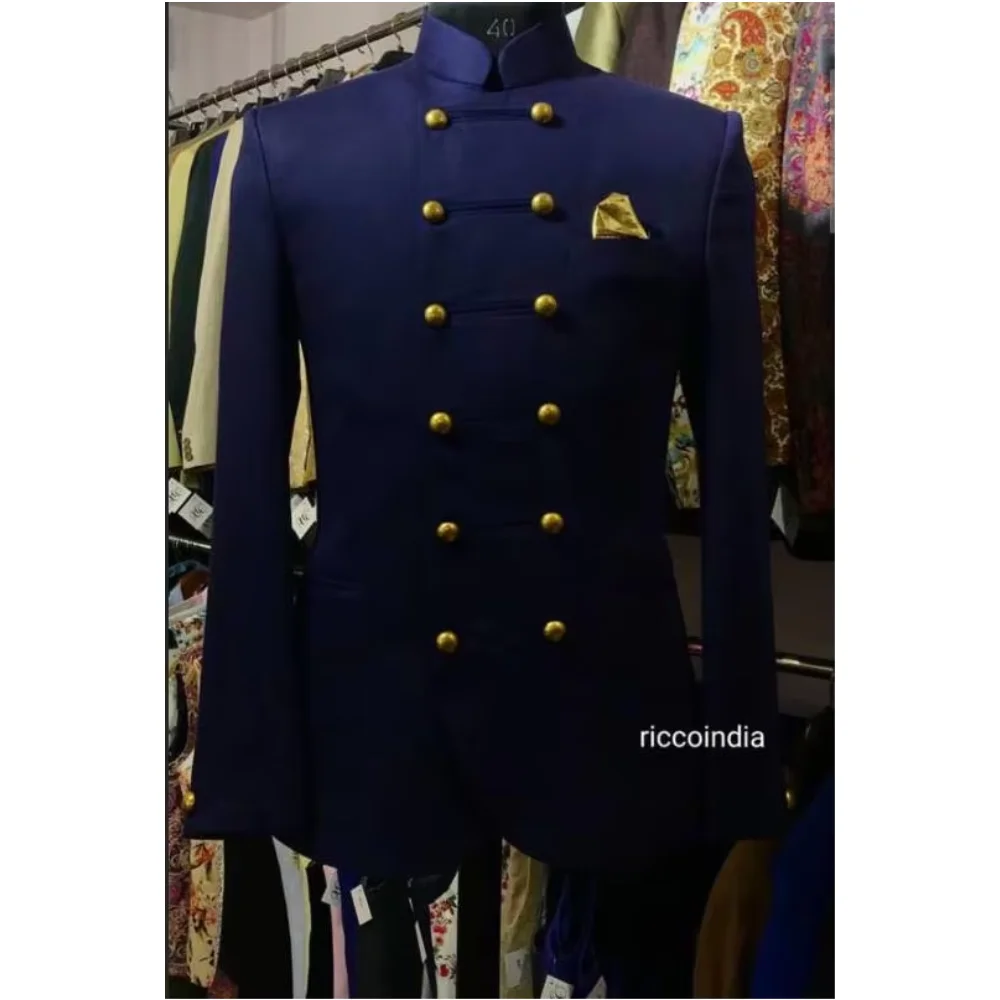 Navy Blue Men Suits Captain Jacket Pants Costume Homme Groom Wedding Stand Collar Suit Party Tuxedo Blazer 2 Pieces Suit
Navy Blue Men Suits Captain Jacket Pants Costume Homme Groom Wedding Stand Collar Suit Party Tuxedo Blazer 2 Pieces Suit