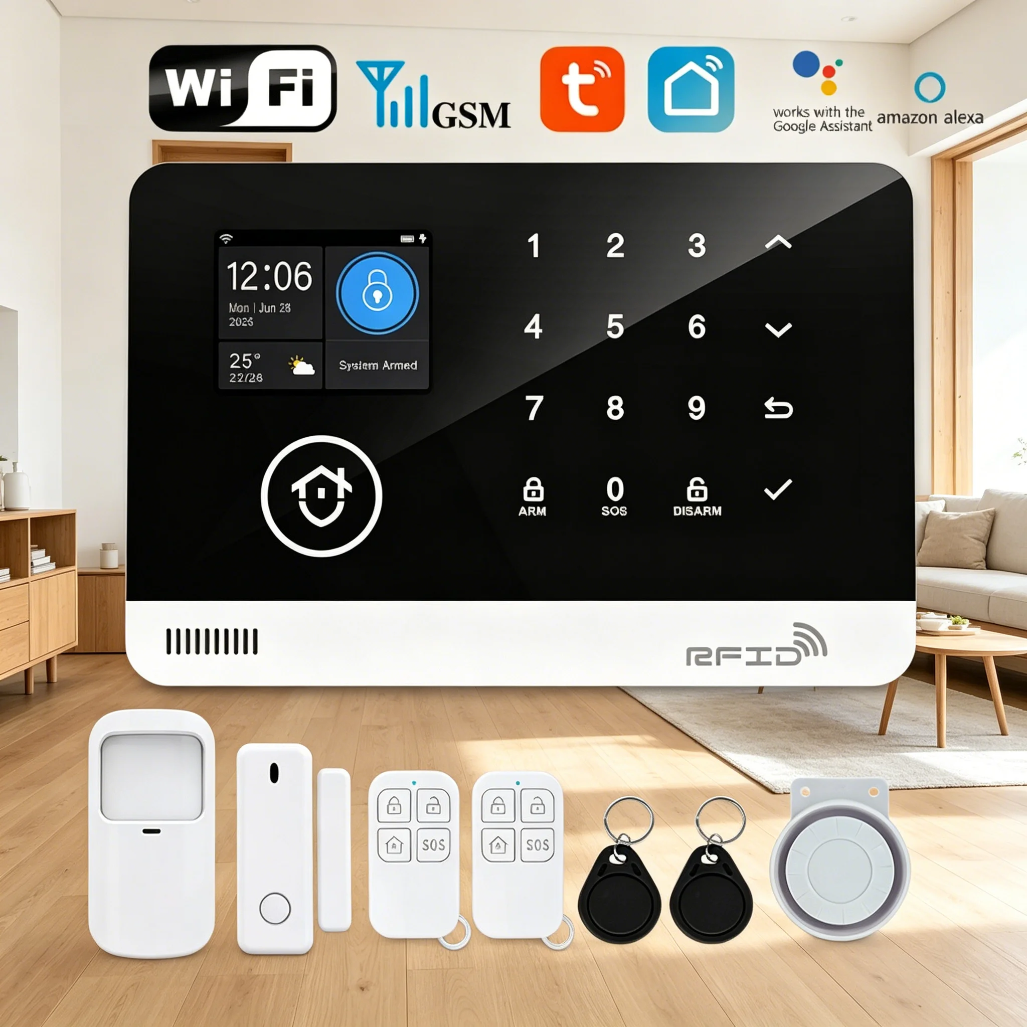Умная беспроводная система охранной сигнализации для дома, Wi-Fi/GSM, двойная сеть, голосовое управление Alexa, защита от краж
Умная беспроводная система охранной сигнализации для дома, Wi-Fi/GSM, двойная сеть, голосовое управление Alexa, защита от краж
