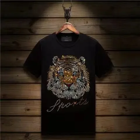 New Cotton Summer Men's Short-sleeved T-shirt, Thin Breathable Round Neck Hot Diamond Tiger Head Casual Graphic T-shirt
New Cotton Summer Men's Short-sleeved T-shirt, Thin Breathable Round Neck Hot Diamond Tiger Head Casual Graphic T-shirt