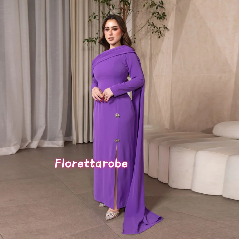 Fashion Saudi Purple Prom Dresses Pleated Long Sleeves Side Slit Evening Gowns Party Occasion Dress For Women vestidos فساتين ا
Fashion Saudi Purple Prom Dresses Pleated Long Sleeves Side Slit Evening Gowns Party Occasion Dress For Women vestidos فساتين ا