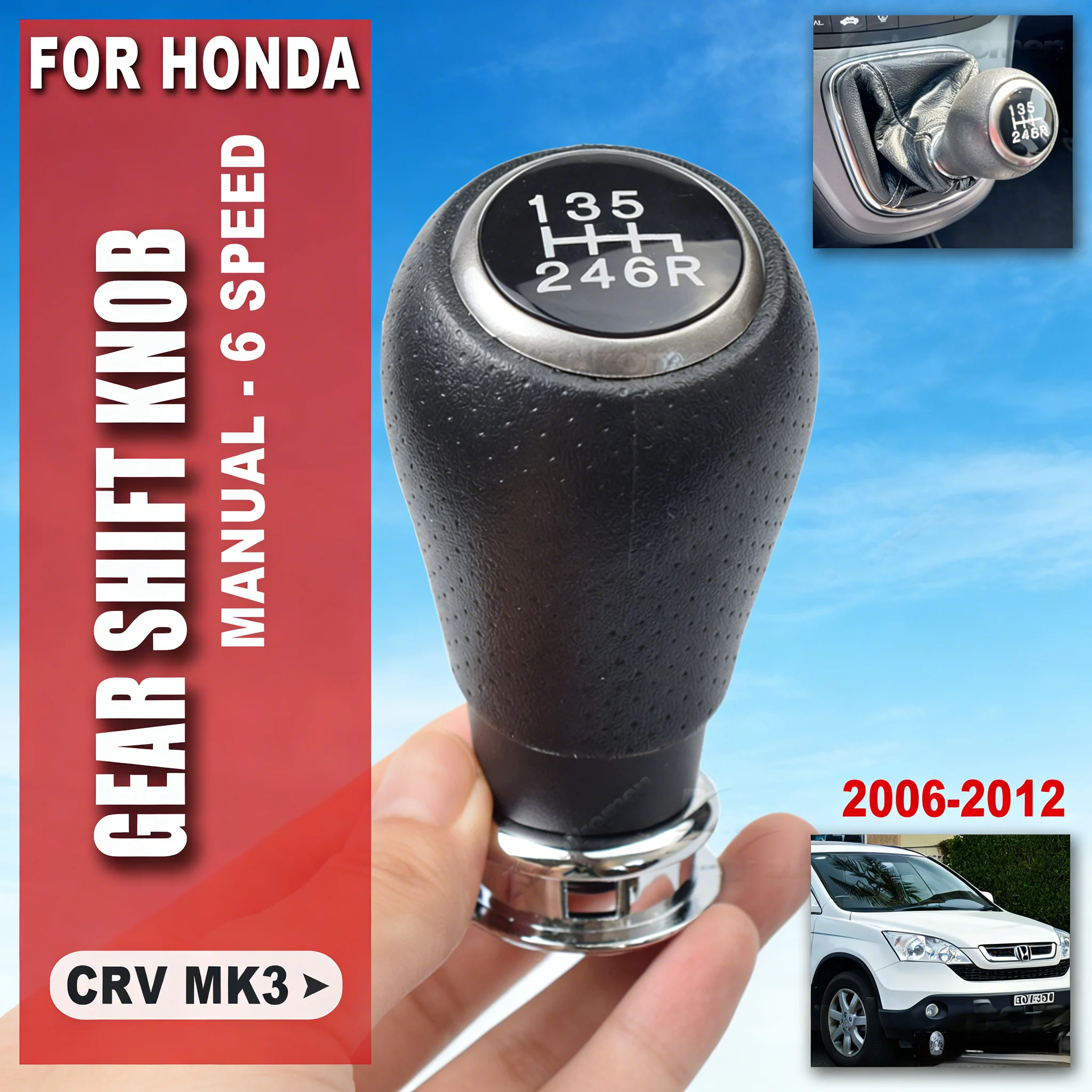 6 Speed Car Manual Gear Shift Knob Shifter Lever Stick Black Leather For Honda CRV CR-V MK3 2006-2012 Car Accessories
6 Speed Car Manual Gear Shift Knob Shifter Lever Stick Black Leather For Honda CRV CR-V MK3 2006-2012 Car Accessories