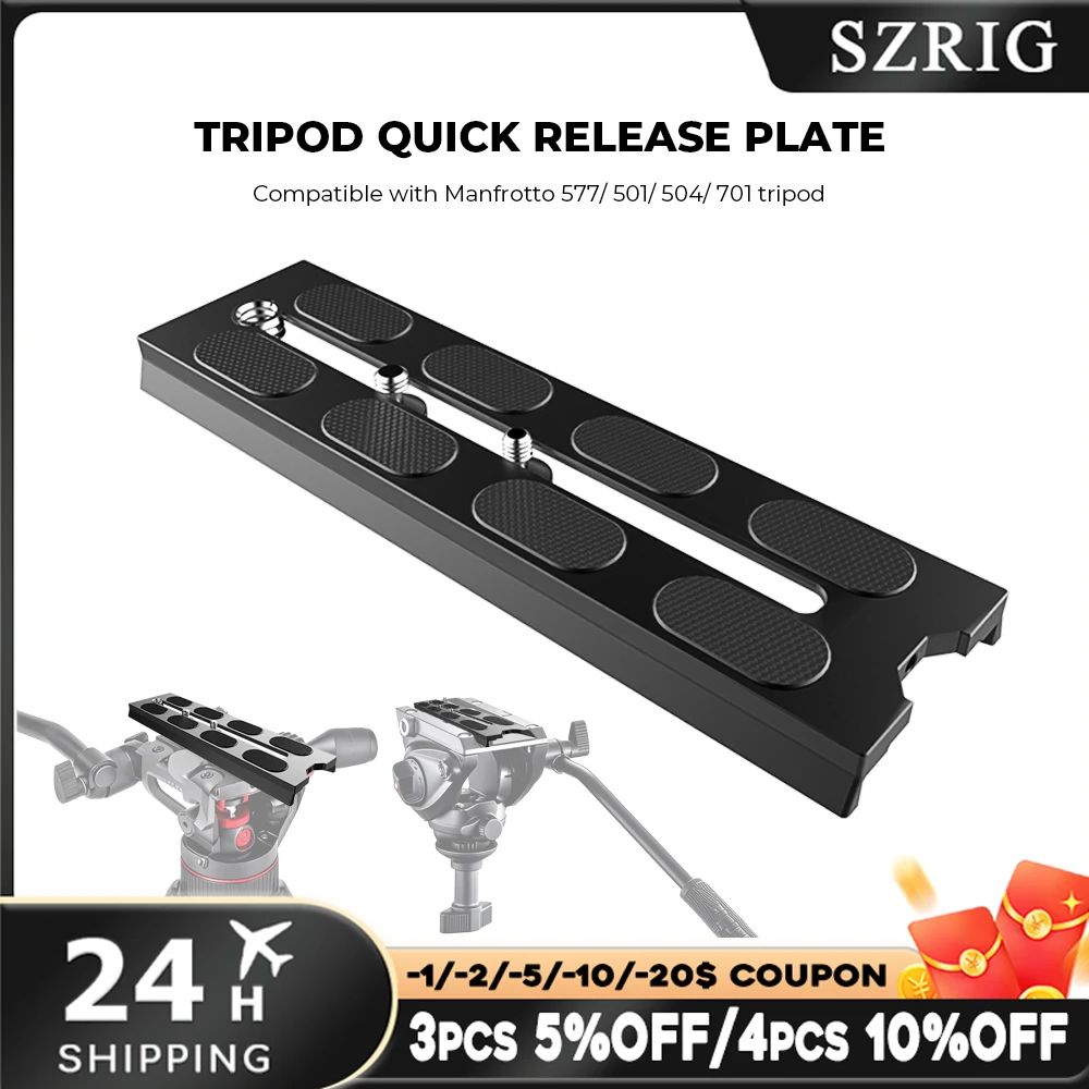 SZRIG Manfrotto Slide-in Camera Quick Release Plate With 1/4" & 3/8" Threads Compatible with Manfrotto 577/ 501/ 504/ 701 tripod
SZRIG Manfrotto Slide-in Camera Quick Release Plate With 1/4" & 3/8" Threads Compatible with Manfrotto 577/ 501/ 504/ 701 tripod