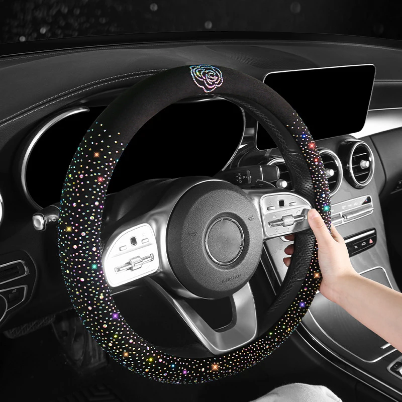 Car Steering Wheel Cover Suede Australian Rhinestone Protective Handle Cover All Seasons Universal Comfort Steering Wheel Cover
Car Steering Wheel Cover Suede Australian Rhinestone Protective Handle Cover All Seasons Universal Comfort Steering Wheel Cover