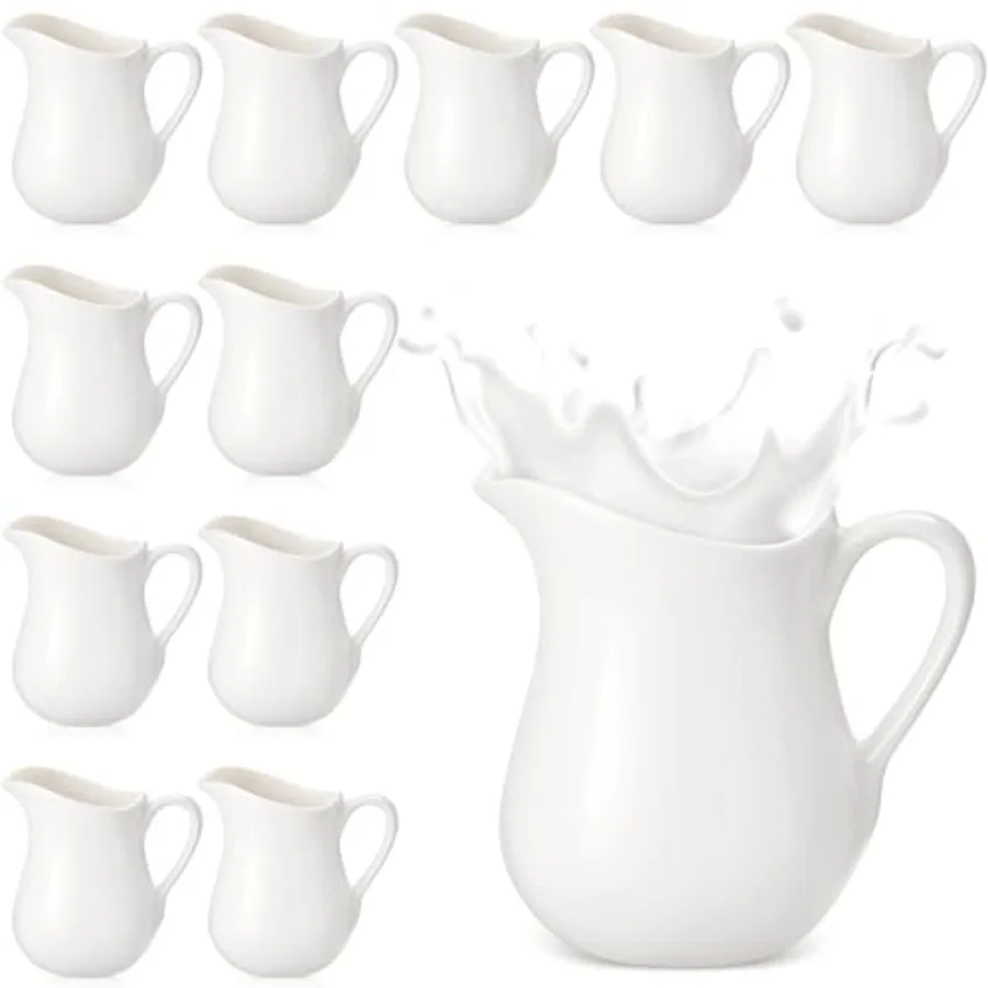 Pcs Small Creamer Milk Pitcher, Classic White Porcelain Creamer with Handle, Ceramic Maple Syrup Dispenser, Coffee Dairy Contai
Pcs Small Creamer Milk Pitcher, Classic White Porcelain Creamer with Handle, Ceramic Maple Syrup Dispenser, Coffee Dairy Contai