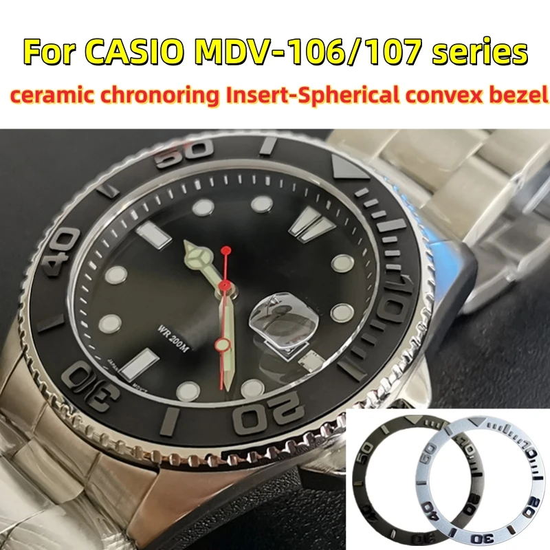 For Casio Swordfish Yacht MDV-106/107 convex type ceramic chronoring Bezel black/silver Replacement Watch Accessories
For Casio Swordfish Yacht MDV-106/107 convex type ceramic chronoring Bezel black/silver Replacement Watch Accessories