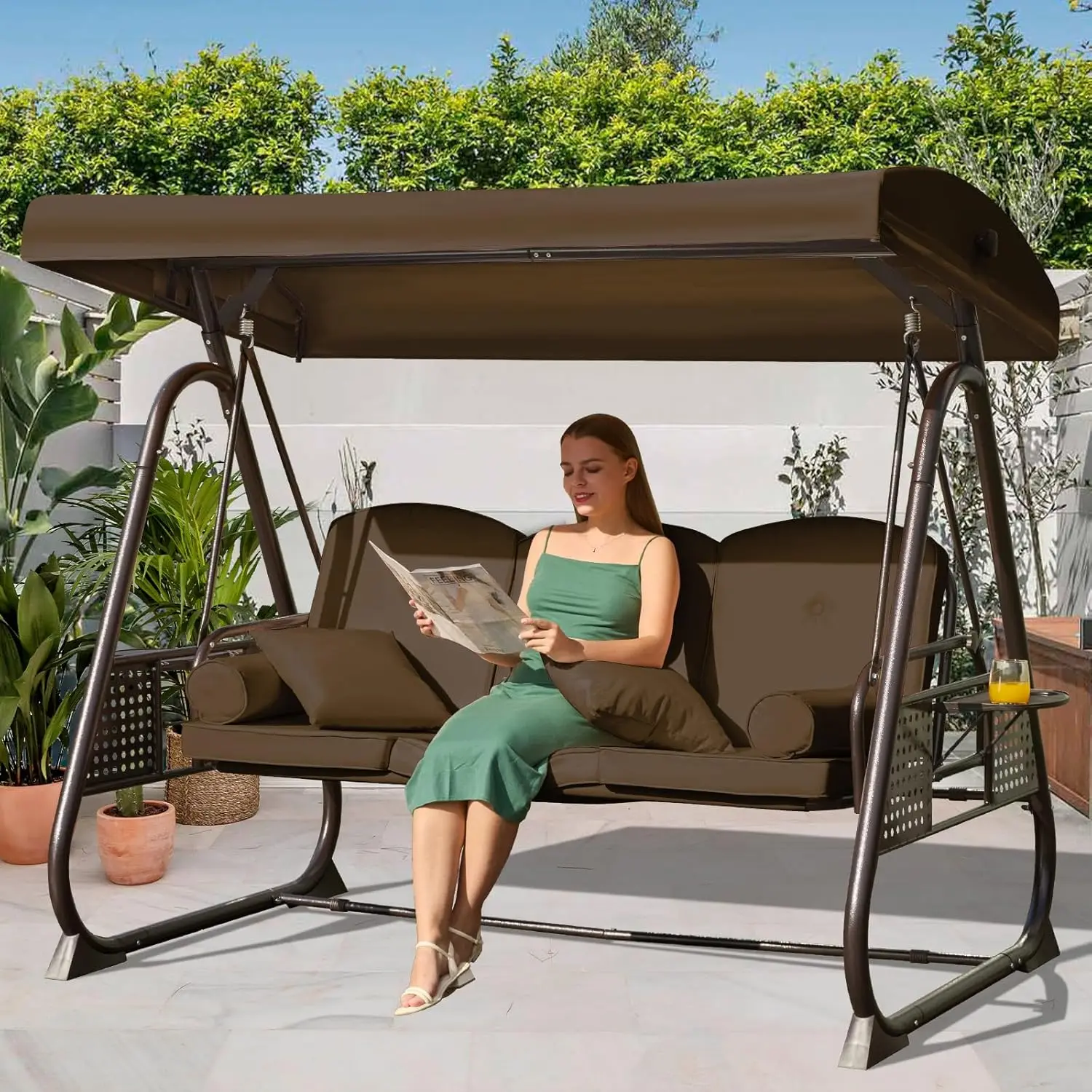 3 in 1 Outdoor Porch Swing with Adjustable Canopy, 3 Seat Outdoor Swing for Adults, Patio Swing Chair with Thickened Cushions,Pi
3 in 1 Outdoor Porch Swing with Adjustable Canopy, 3 Seat Outdoor Swing for Adults, Patio Swing Chair with Thickened Cushions,Pi