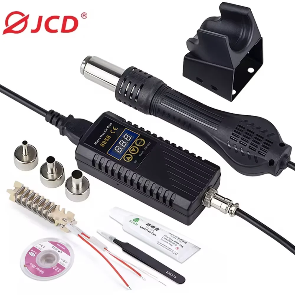 JCD 8858 Micro Hot Air Gun 750W Rework Soldering Station LCD Digital Hair Dryer For Soldering 110V Heat Gun Welding Repair Tools
JCD 8858 Micro Hot Air Gun 750W Rework Soldering Station LCD Digital Hair Dryer For Soldering 110V Heat Gun Welding Repair Tools